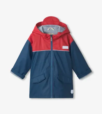 Hatley Boys Red & Navy Zip-Up Rain Jacket