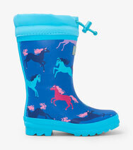 Hatley  Prancing Horses Sherpa Lined Kids Wellies