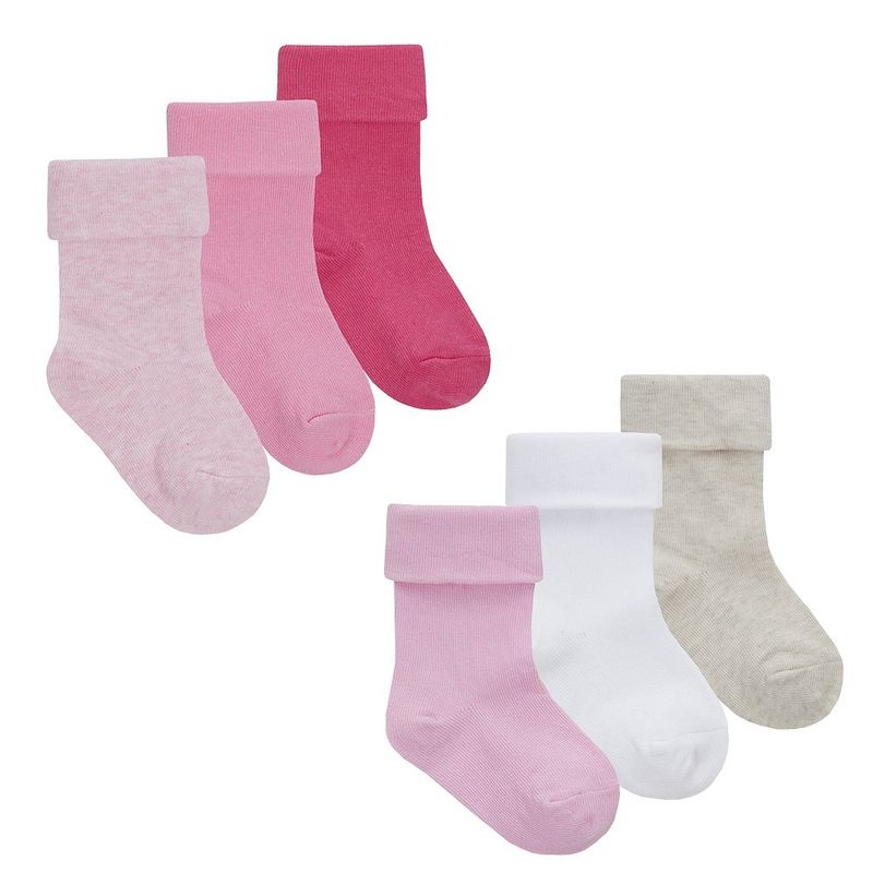 Baby Girls  3 Pack Plain Assorted Turn Over Socks