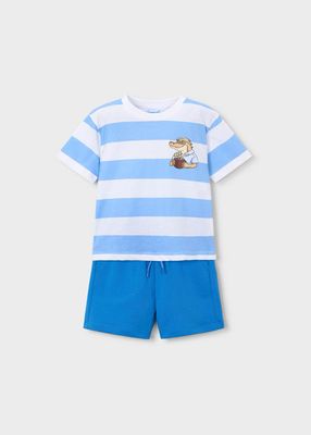 MAYORAL Boys' striped trousers and T-shirt set