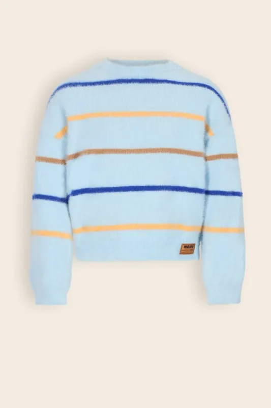 NO NO Soft Knitted Stripe Sweater Light Blue NO NO Soft Knitted Stripe Sweater Light Blue