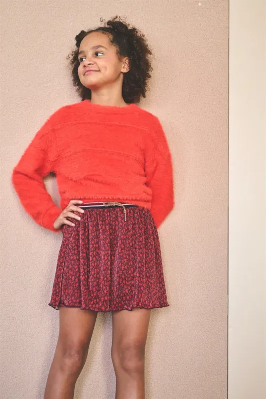 NO NO Printed Pleated Skirt Bordeaux NO NO Printed Pleated Skirt Bordeaux