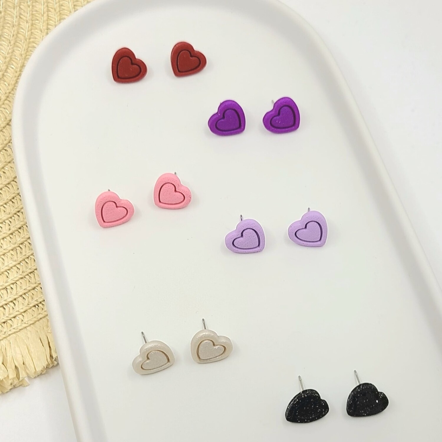 Bordered Heart Studs