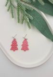 Pink Christmas Tree Dangle Earrings