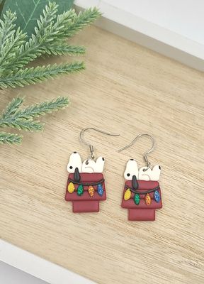 Dog on House Dangle Earrings