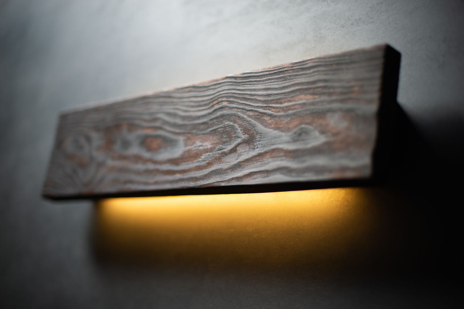 rustic solid wood LED wall light SC#710 Shou Sugi Ban burned wood handmade
