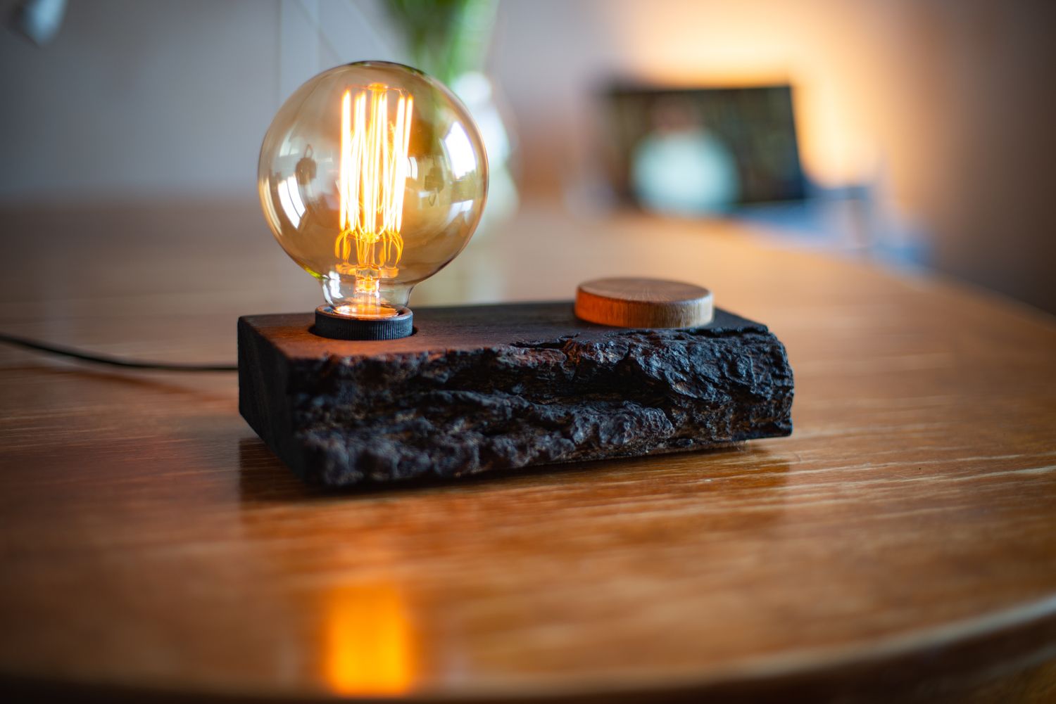 wooden desk lamp BLOCK#357 burned oak. bedside lamp nightlight