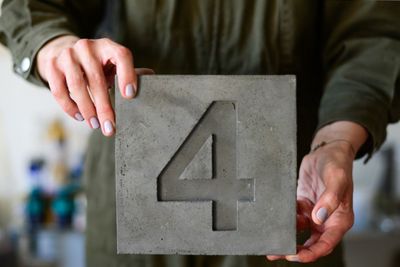 House Number in Anthracite Concrete – custom street sign plaque House Number in Anthracite Concrete – custom street sign plaque