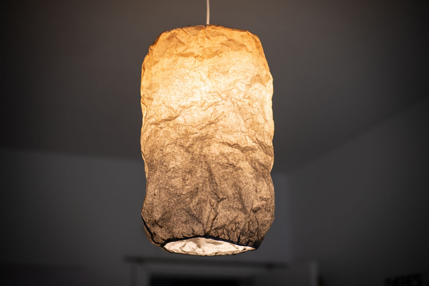 hand-painted paper pendant lamp TUBE#2 wabi sabi pendant