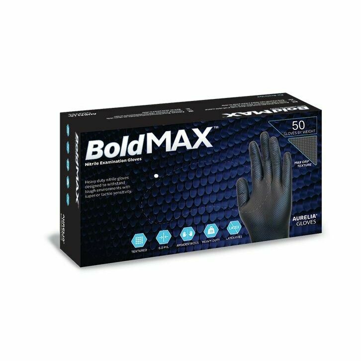 GUANTI IN NITRILE AURELIA BOLD MAX SUPERGRIP 50 PEZZI, Misura: 9-L