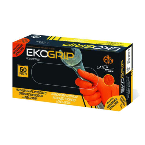 Guanti Strong Arancio Supergrip 50 pezzi 8,4 Grammi Guanti Trama Diamante Gommista Meccanico