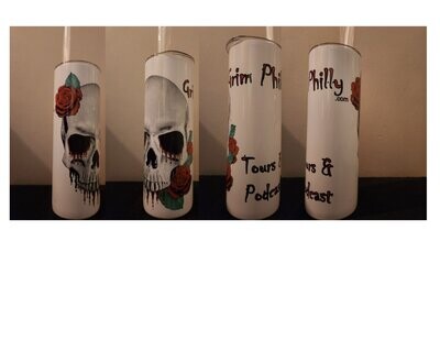 Grim Philly Hot/Cold Tumbler - Skull and Roses Design