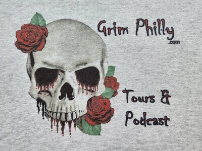 Grim Philly Tee Shirt - Skull and Roses Design