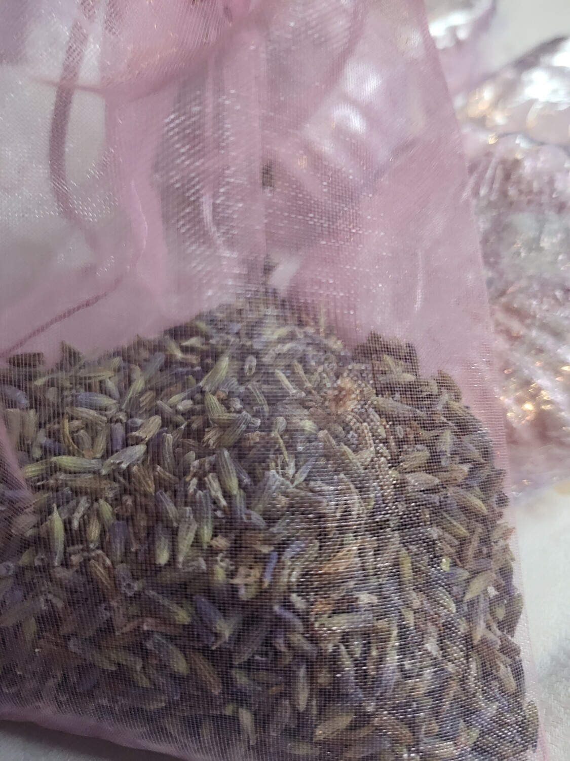 Dried lavender in ribboned bag