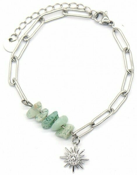 Armband met Steentjes en Zon -Zilverkleurig