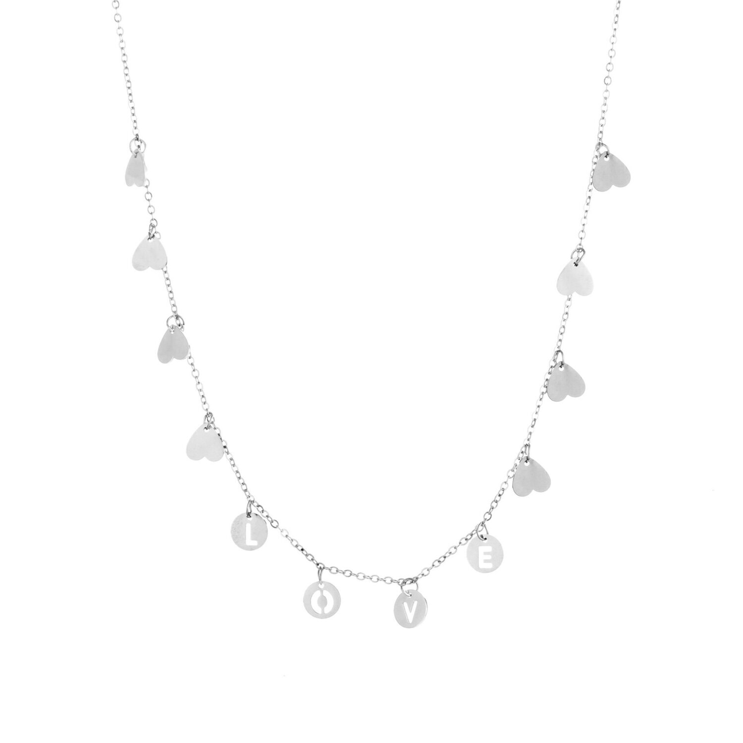 Vallende hartjes ketting LOVE