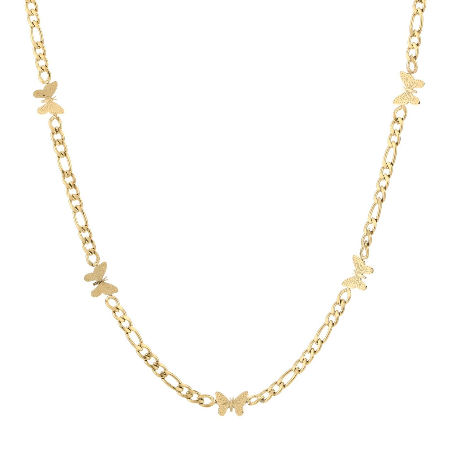 Schakelketting met vlinders Goud