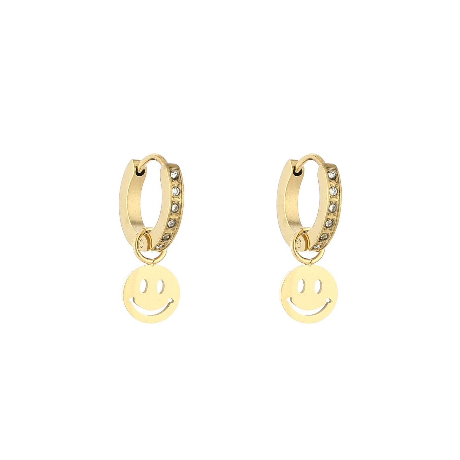 Strass oorbel met smiley