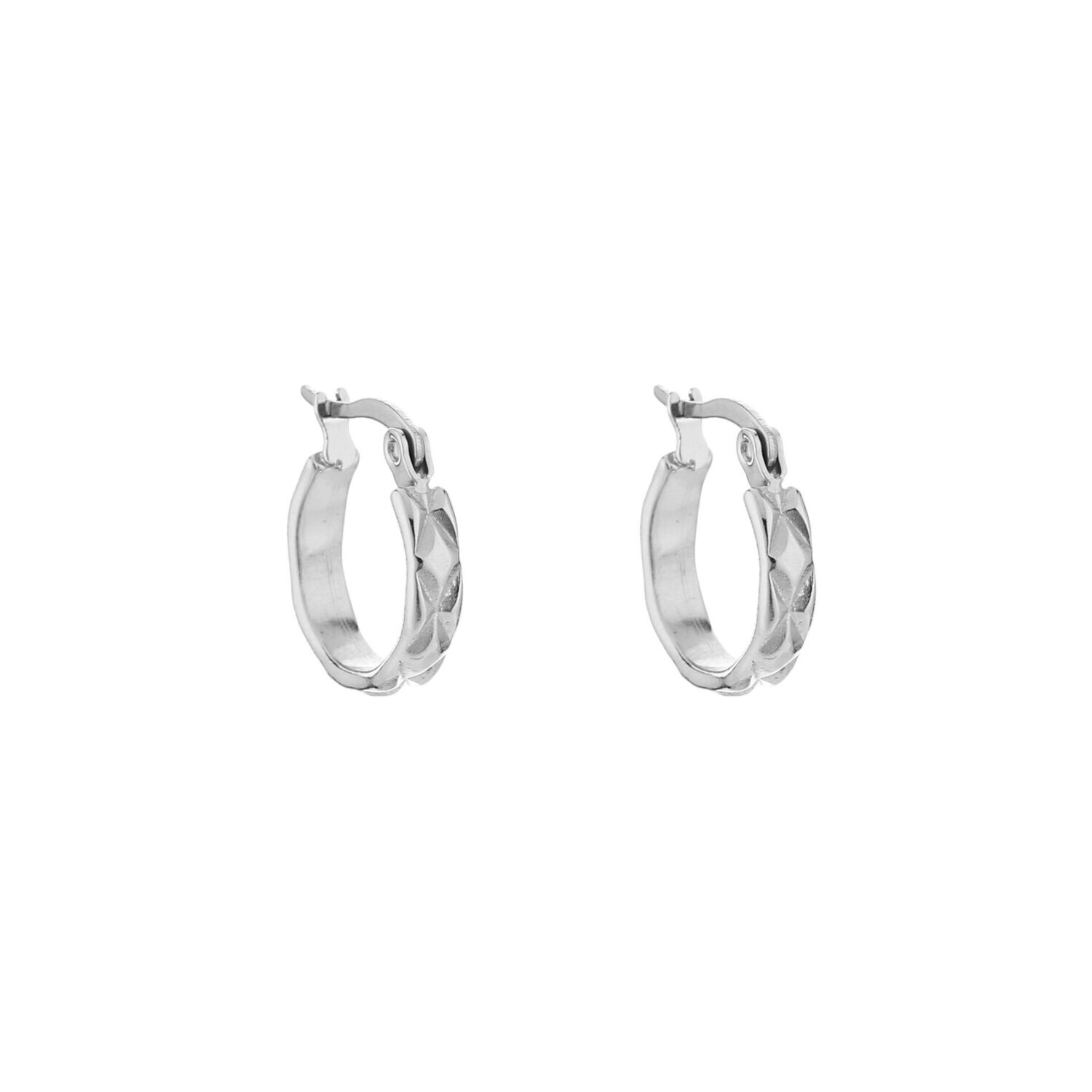Oorbel met diamantjes patroon | zilver