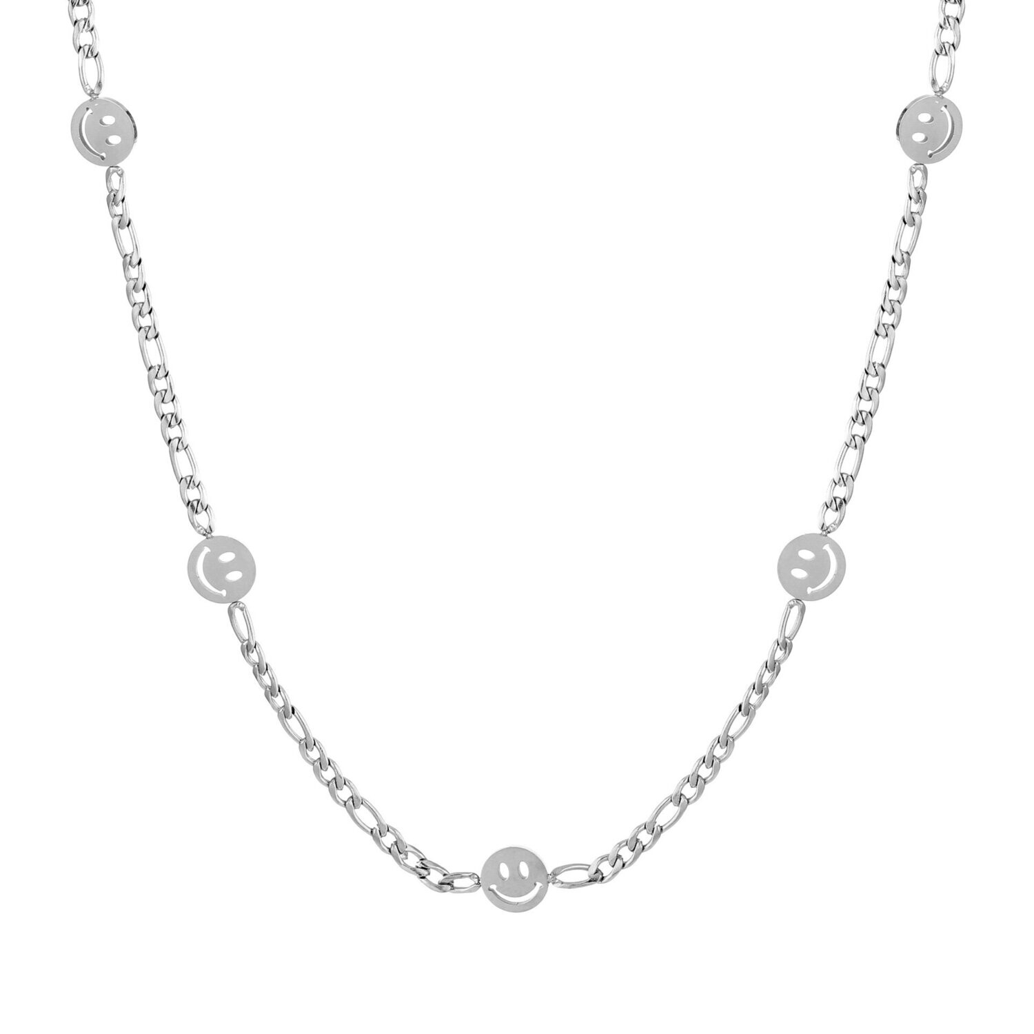 Schakelketting met smileys - Zilver