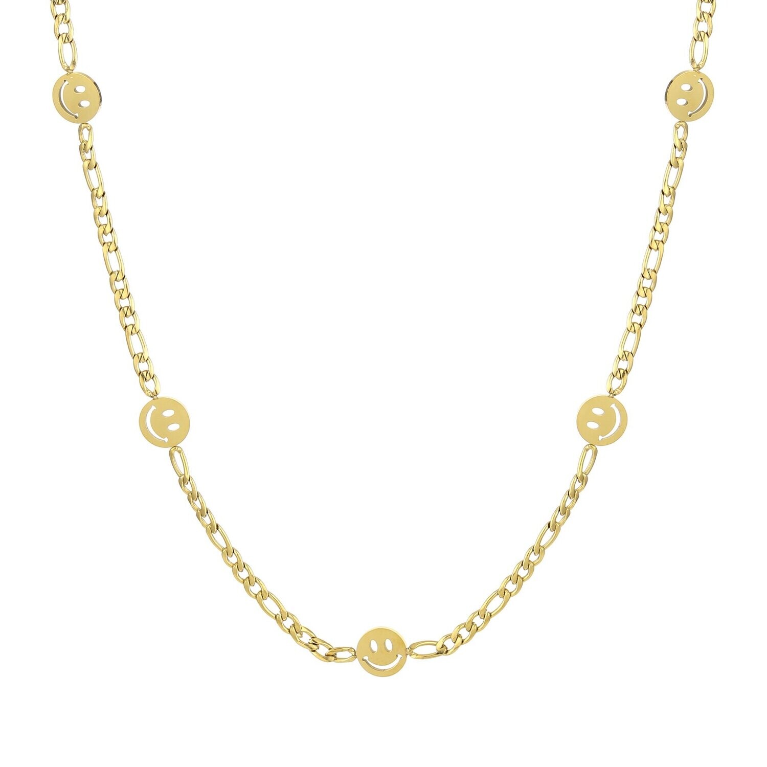 Schakelketting met smileys - Goud