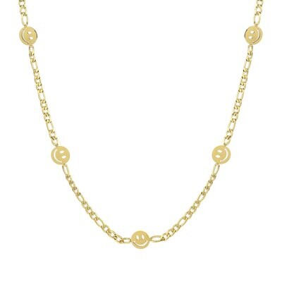 Schakelketting met smileys - Goud Schakelketting met smileys - Goud