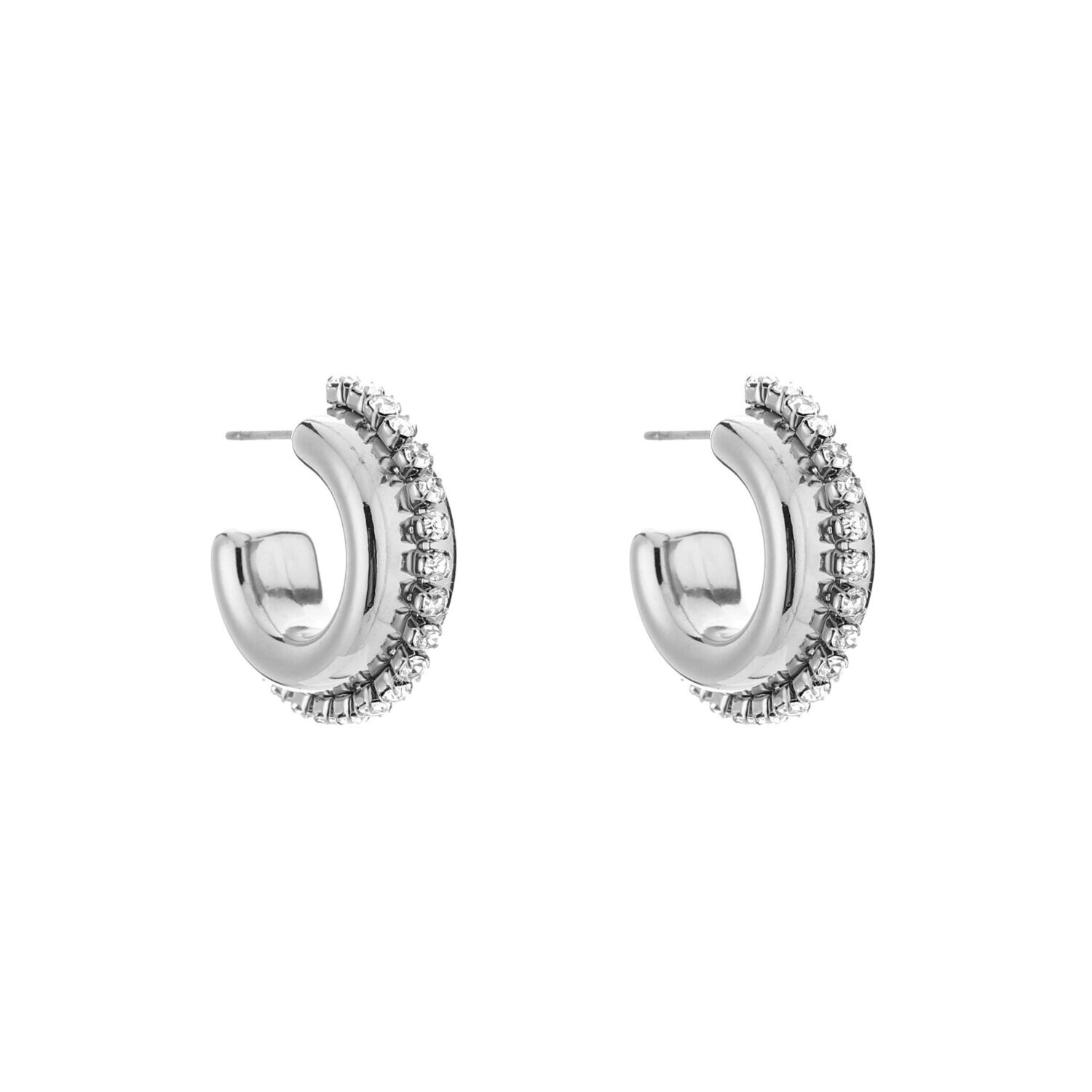 Oorsteker strass zilver