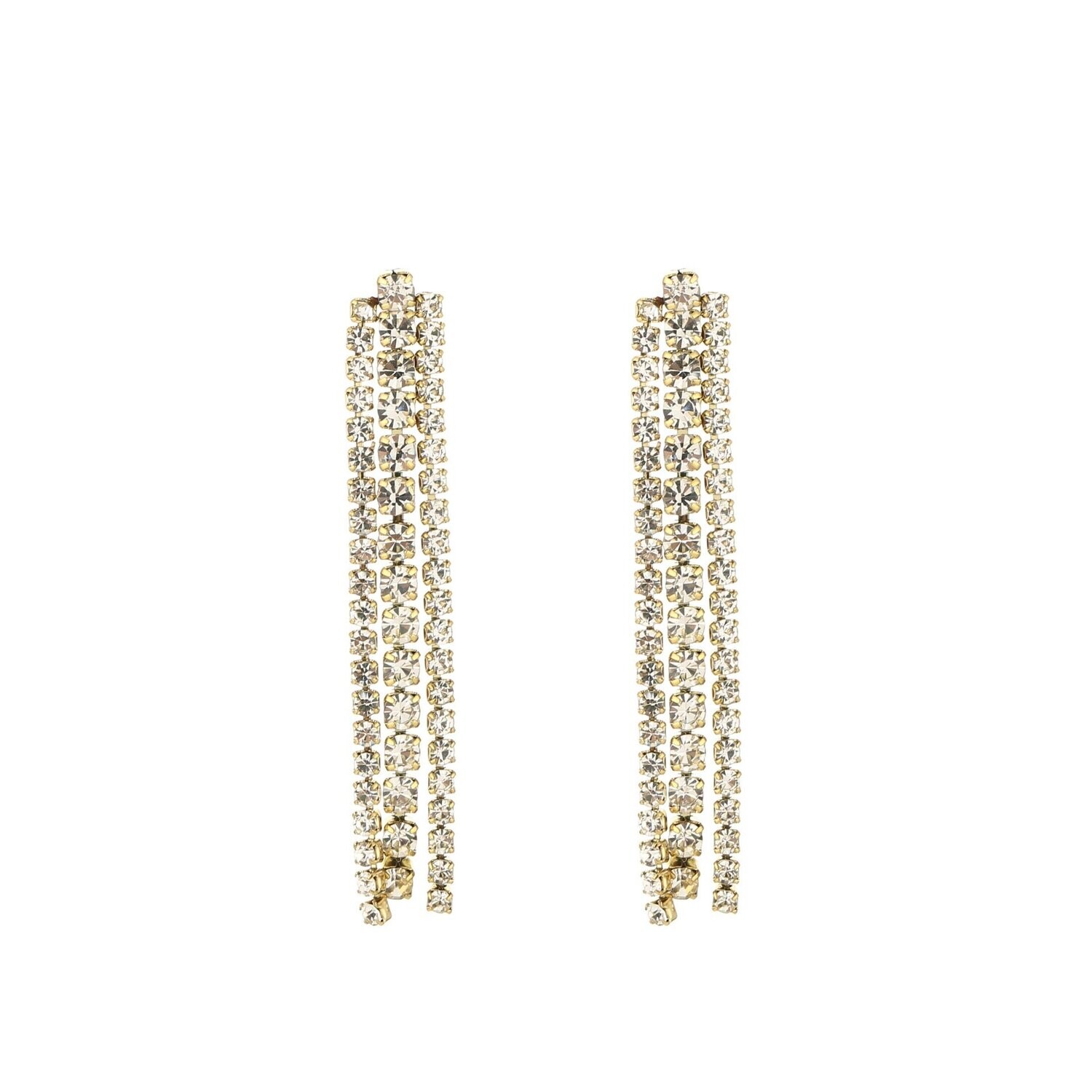 Strass oorbellen goud