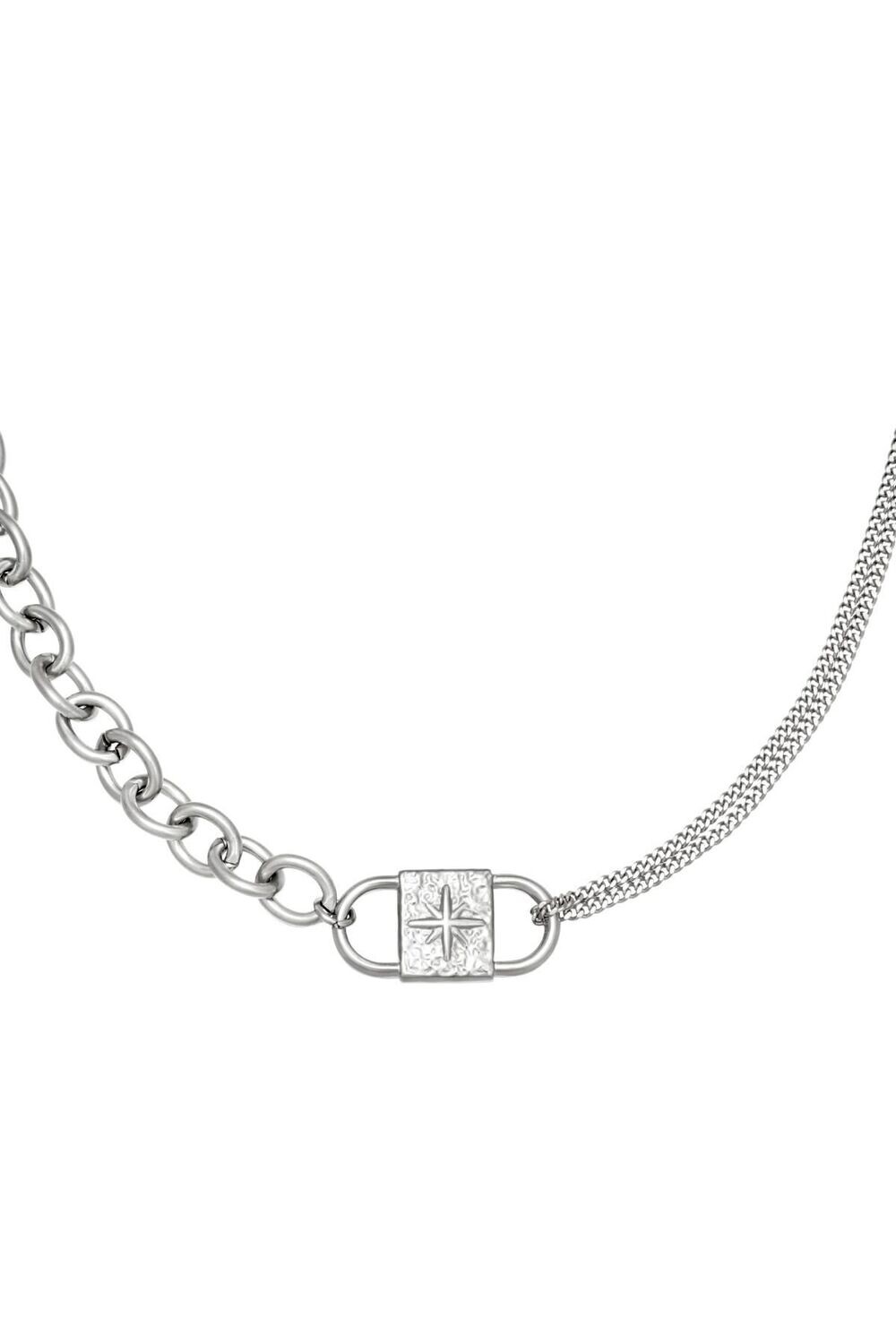 Chunky lock ketting - zilver