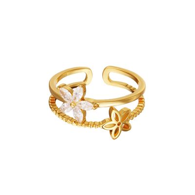 Dubbele ringen kleine bloemen - Onesize