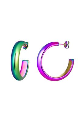 Oorbellen holografisch halve cirkel Groen & Paars