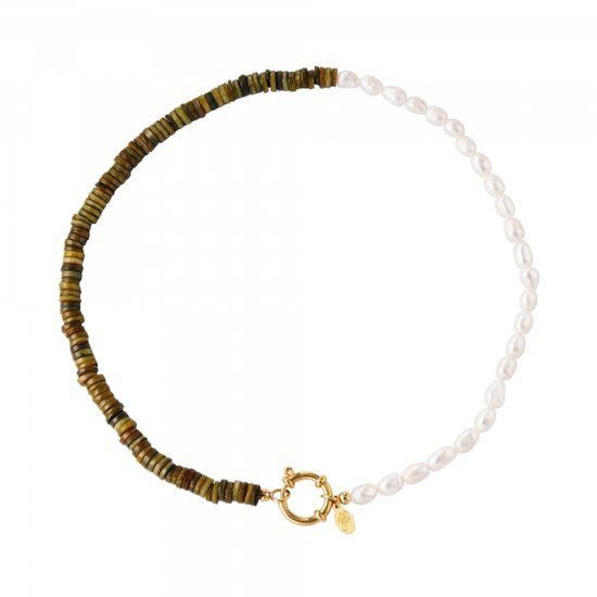 Parelmoer ketting olijf