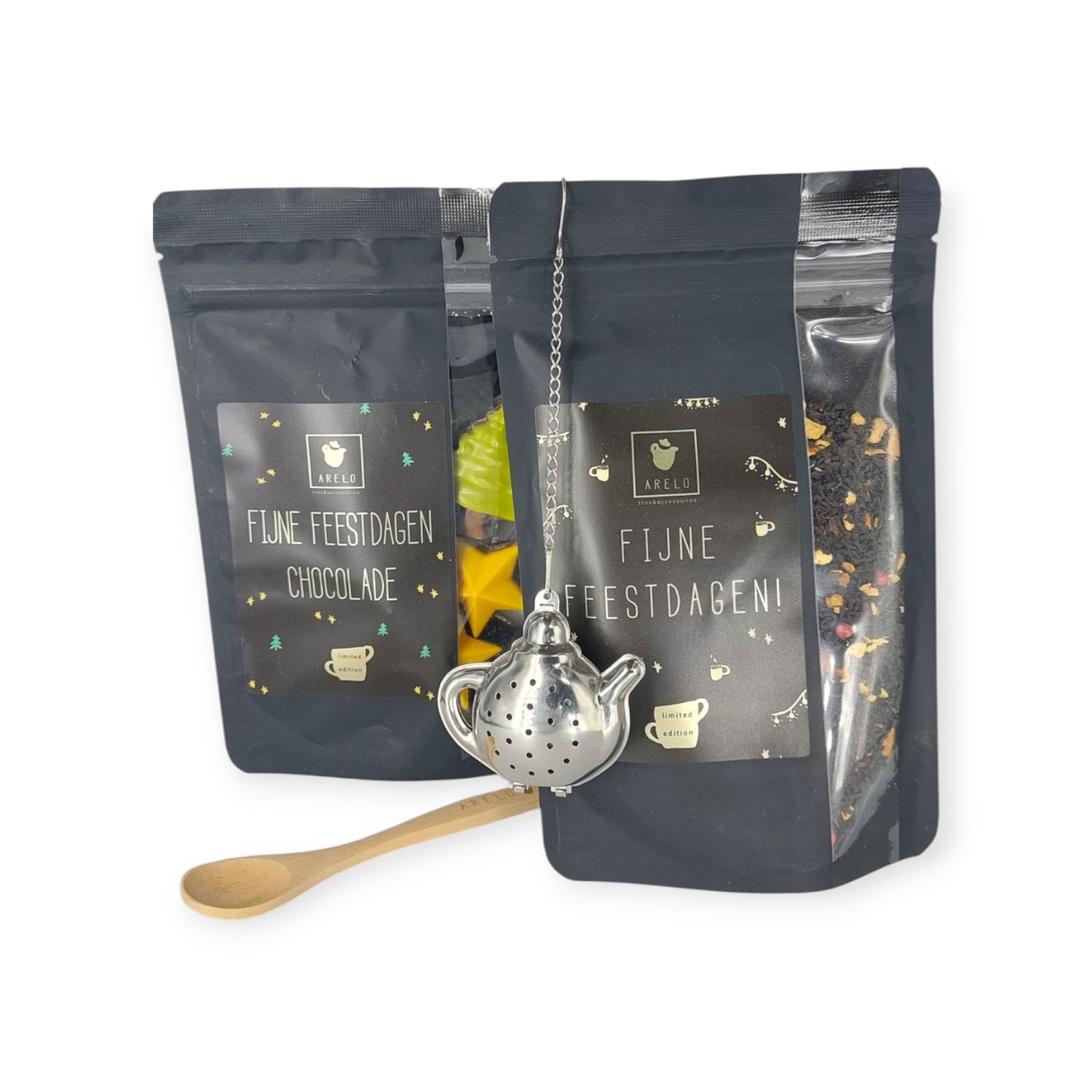 Fijne Feestdagen cadeaupakket - Thee & Chocolade