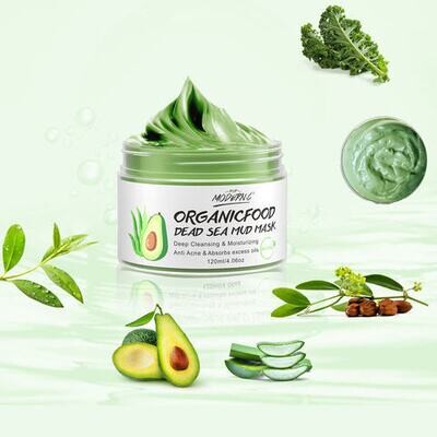 Organic Avocado Dead sea Mud Face Skin Care Facial Brighten Repair Anti-Acne Green Tea Clay Mask