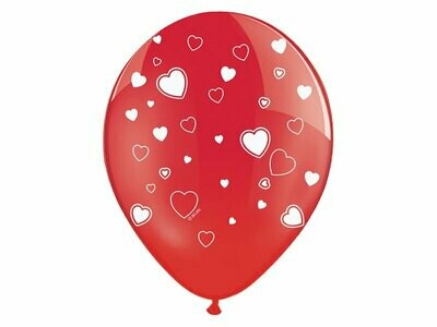Lateksa balons, 30 cm, ar sirsniņām, caurspīdīgs, sarkana krāsa - 1 gab.