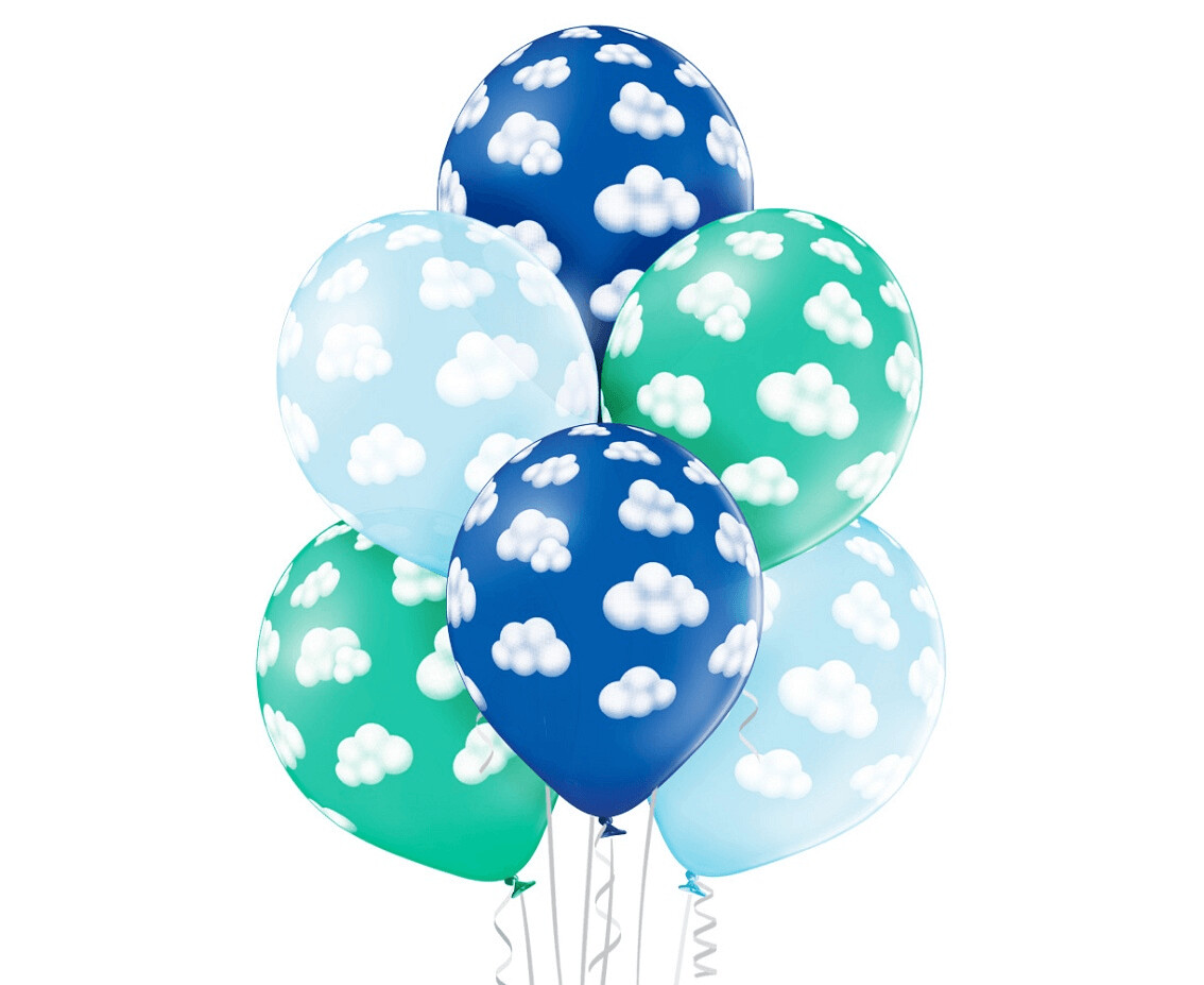 Lateksa balons, 30 cm,  "Mākoņi", zila krāsa  - 1 gab.
