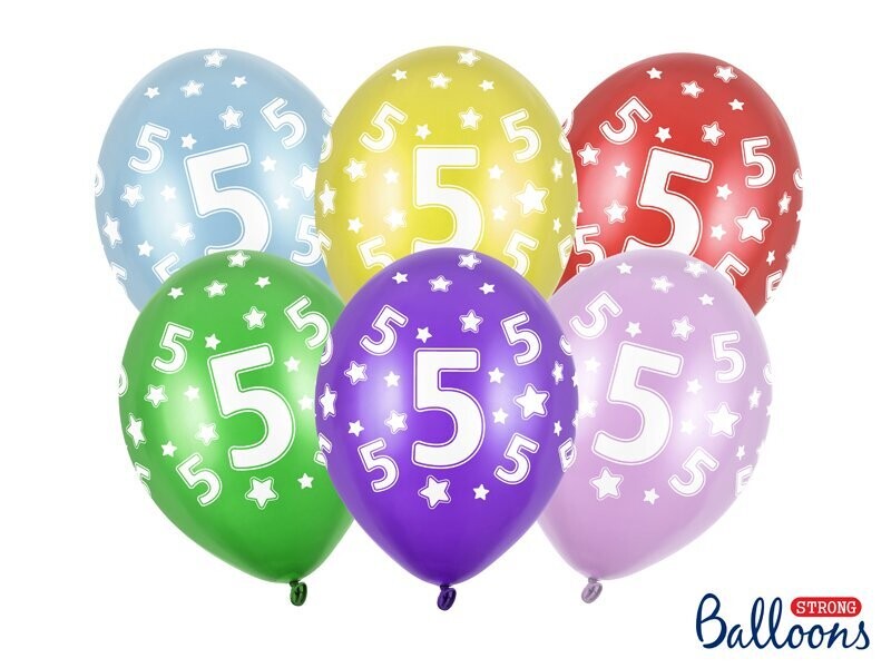 Lateksa balons, 30 cm, ar ciparu "5" - 1 gab.