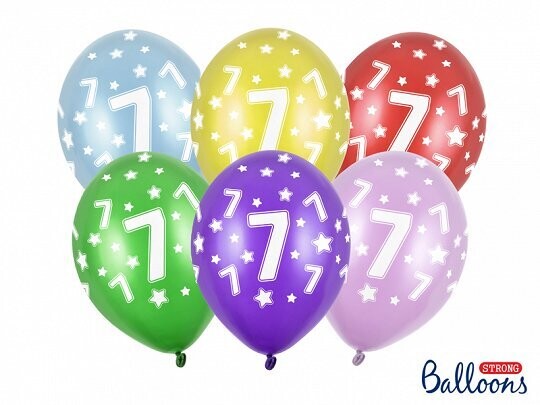 Lateksa balons, 30 cm,  ar ciparu "7" - 1 gab.