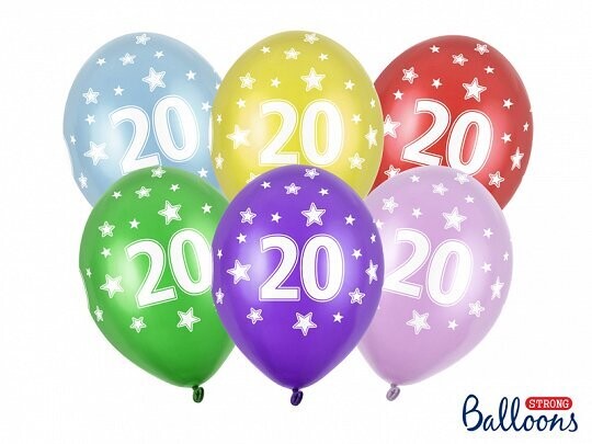 Lateksa balons, 30 cm, ar skaitli "20" - 1 gab.