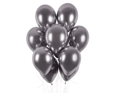Hromēts lateksa balons, 30 cm, grafīta pelēka krāsa – 1 gab.