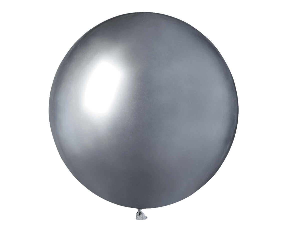 Hromēts lateksa balons, 48 cm, sudraba krāsa - 1 gab.