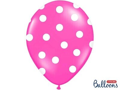 Lateksa balons, 30 cm, ar baltiem punktiem, rozā krāsa - 1 gab.