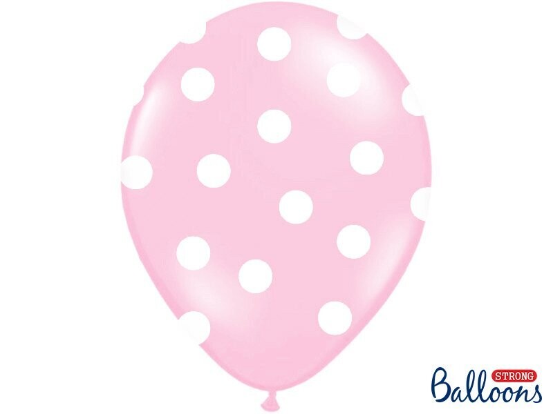 Lateksa balons, 30 cm, ar baltiem punktiem,  gaiši rozā krāsa - 1 gab.