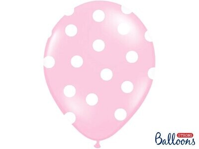 Lateksa balons, 30 cm, ar baltiem punktiem, gaiši rozā krāsa - 1 gab.