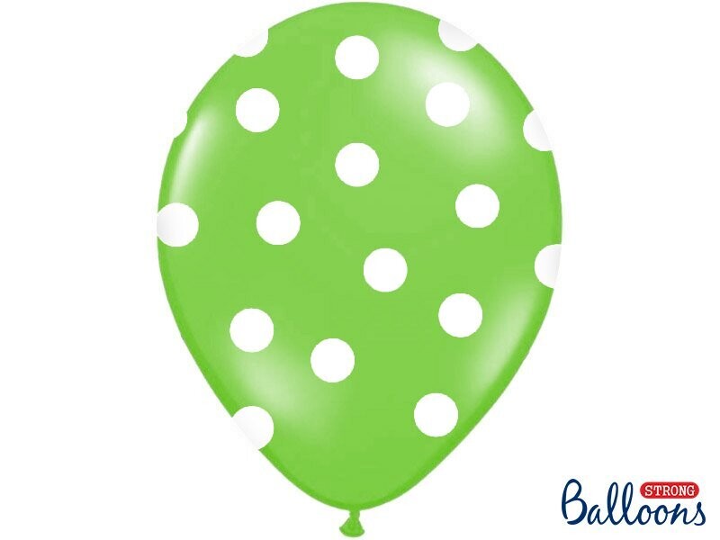 Lateksa balons, 30 cm, ar baltiem punktiem, zaļa krāsa - 1 gab.