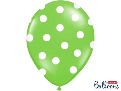 Lateksa balons, 30 cm, ar baltiem punktiem, zaļa krāsa - 1 gab.
