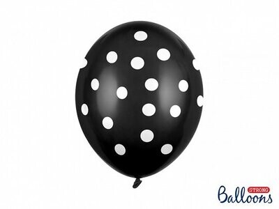 Lateksa balons, 30 cm, ar baltiem punktiem, melna krāsa - 1 gab.