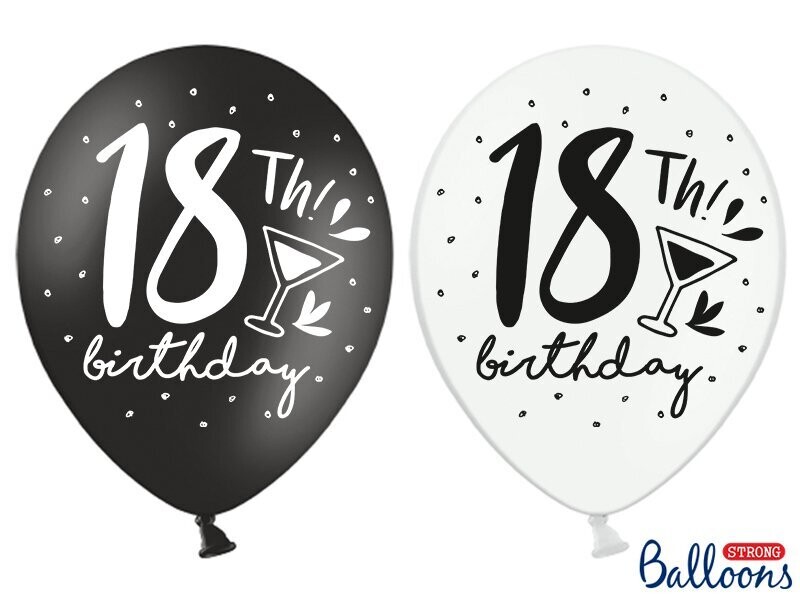 Lateksa balons, 30cm, "18th birthday" - 1 gab.