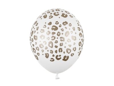 Lateksa balons, 30 cm, ar leoparda rakstu, balta krāsa - 1 gab.
