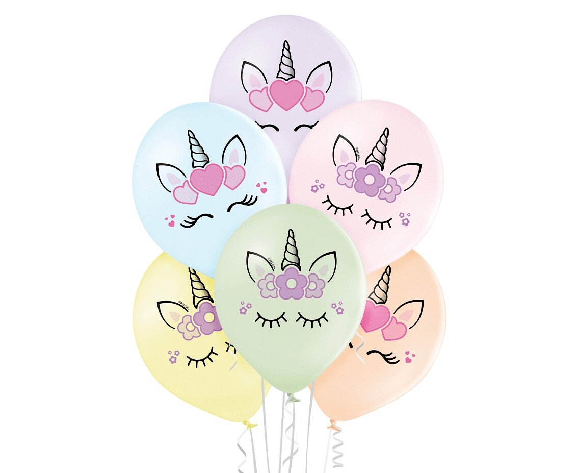 Lateksa balons, 30 cm, ar vienradža motīvu - 1 gab.